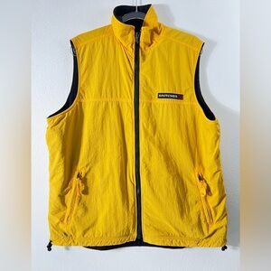 Britches Mens Freestyle Fleece Lined Zip Up Pocket Reversible Yellow Navy Vest L